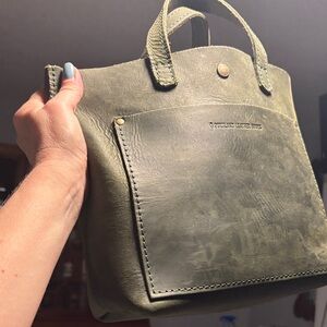 Portland Leather Goods Mini Crossbody Tote in OG Retired color Brushed Green